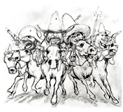 ‘Lee’s Rustlers’  Coloring page of horses and cowboys… gone bad.